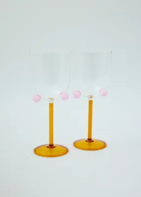 2 Pompom Wine Glasses