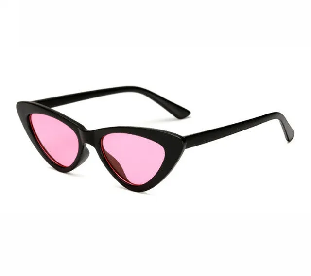 2018 small cateye triangle cute sexy retro cat eye sunglasses women small black white vintage cheap sun glasses oculos de sol