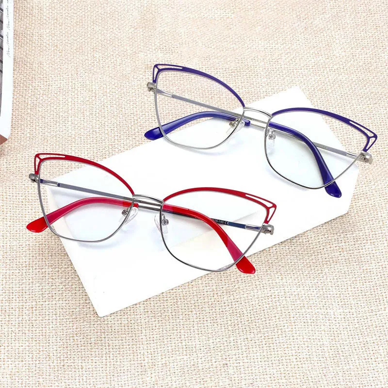 2023 Cat Eye Fashion Women Anti Blue Light Optical Prescription Glasses Frames Computer Eyeglasses