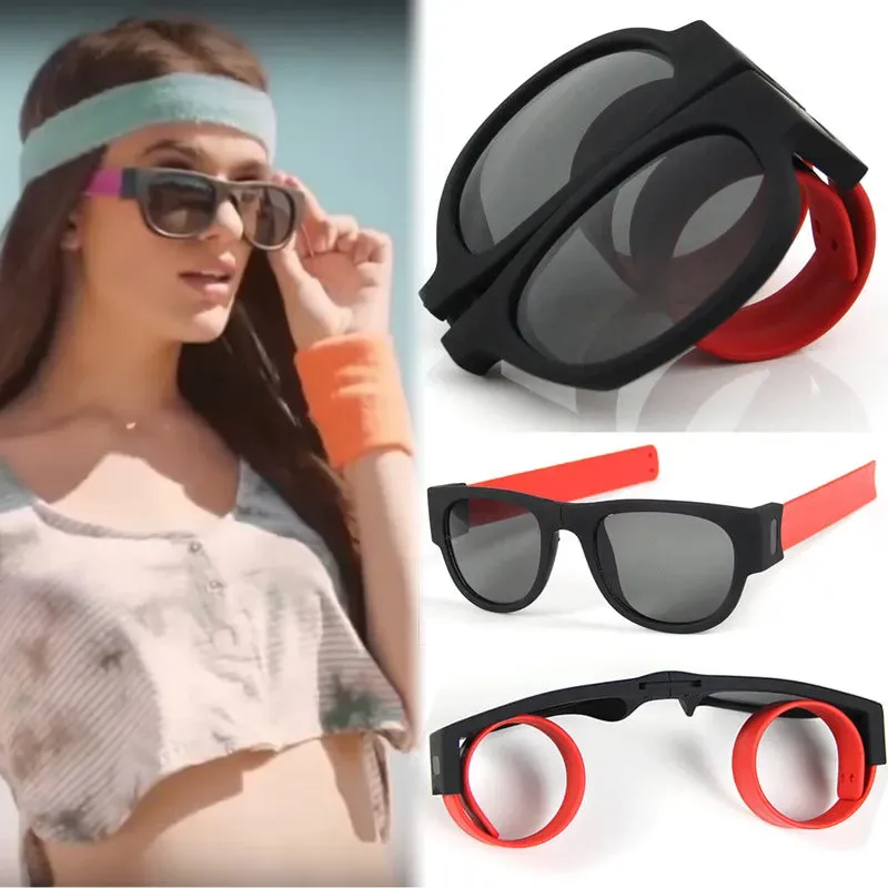 2023 new Brand Designer men or women Interesting foldable soft Frame Sunglasses female Mirror Square Sun Glasses