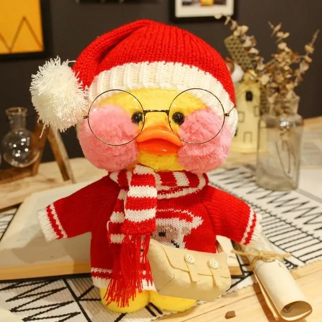 30cm New Hyaluronic Acid Duck Plush Dolls Cute Animal Ducks Stuffed Doll Toys For Girl Little Yellow Duck With Glasses Kids Gift