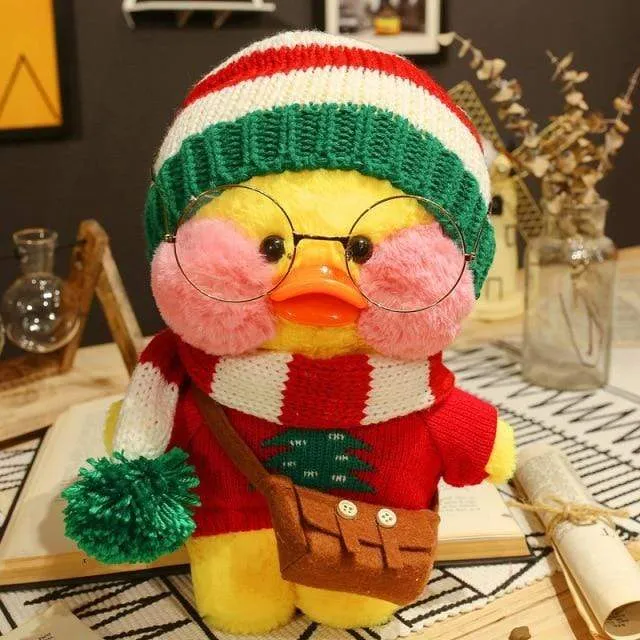 30cm New Hyaluronic Acid Duck Plush Dolls Cute Animal Ducks Stuffed Doll Toys For Girl Little Yellow Duck With Glasses Kids Gift