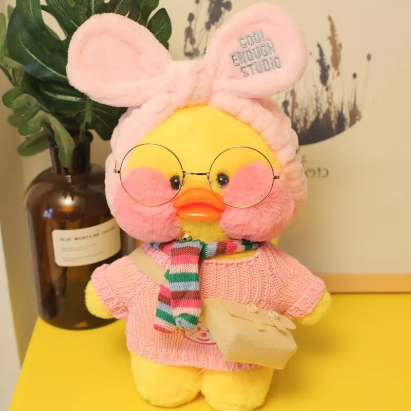 30cm New Hyaluronic Acid Duck Plush Dolls Cute Animal Ducks Stuffed Doll Toys For Girl Little Yellow Duck With Glasses Kids Gift