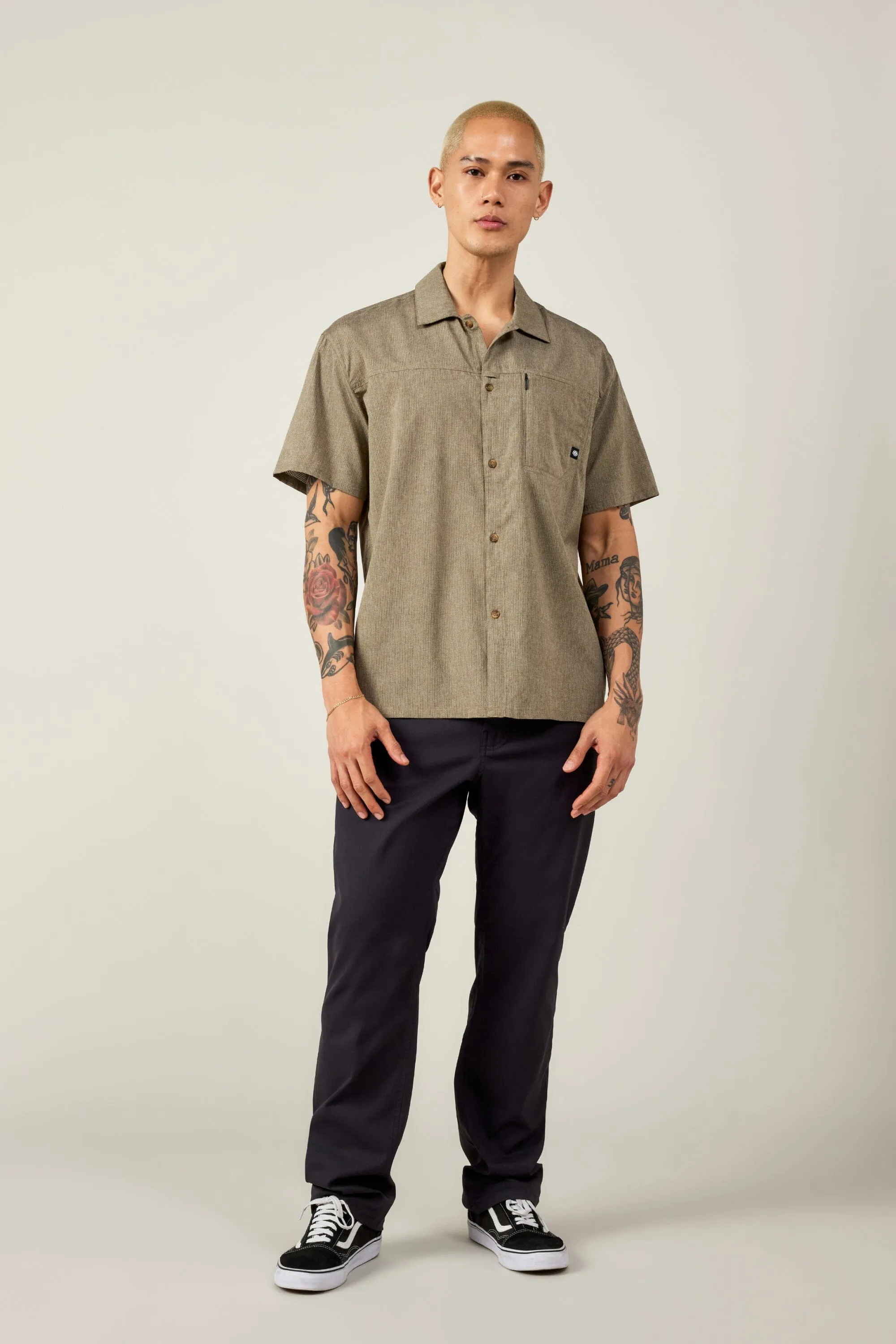 686 Canopy Perforated Button Up Shirt Heather Dusty Fatigue