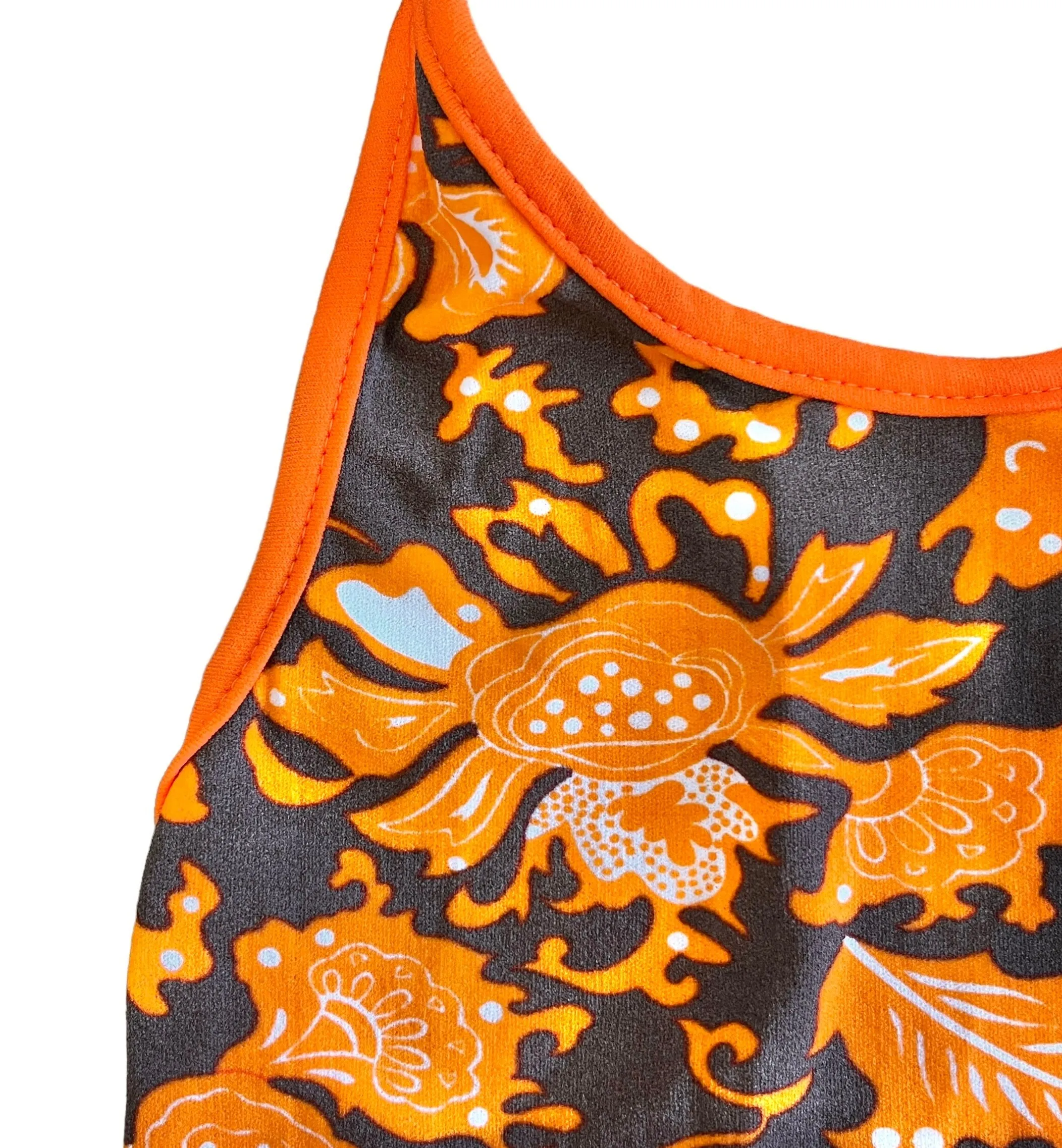 70's Brown / Orange Printed  Swimming Suit / 5-6Y and 6-8Y