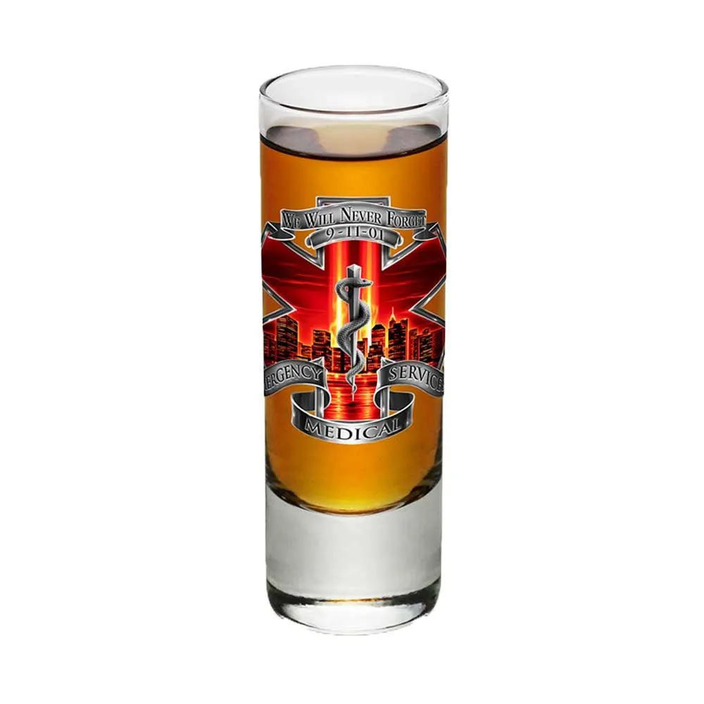 9/11 EMS Red Skies Shot Glasses