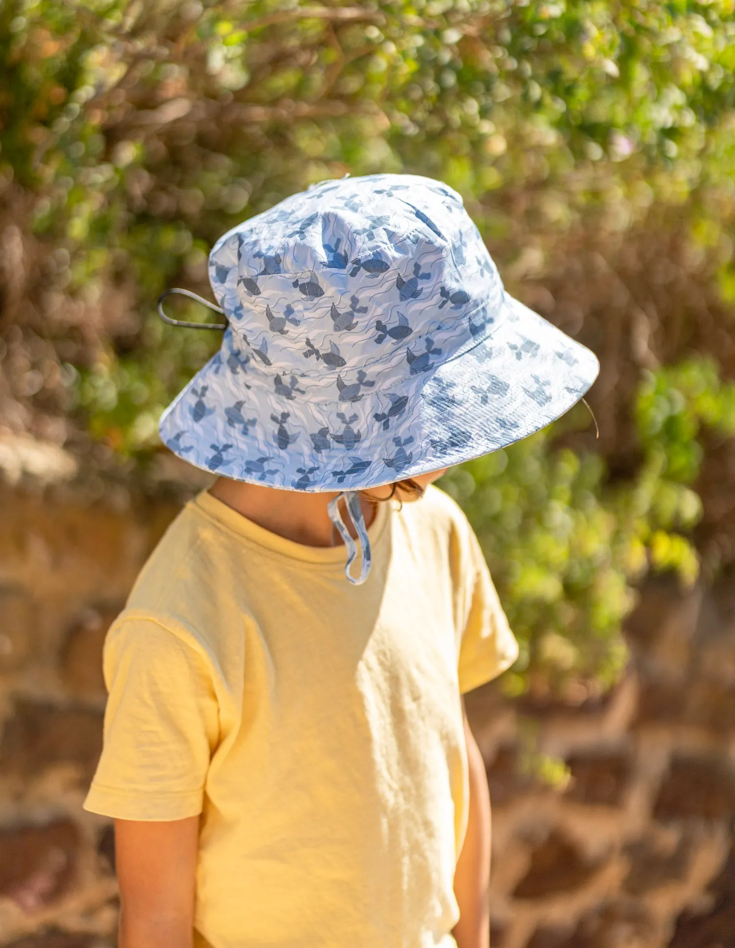 Acorn Wide Brim Bucket Hat - Swimming Fish