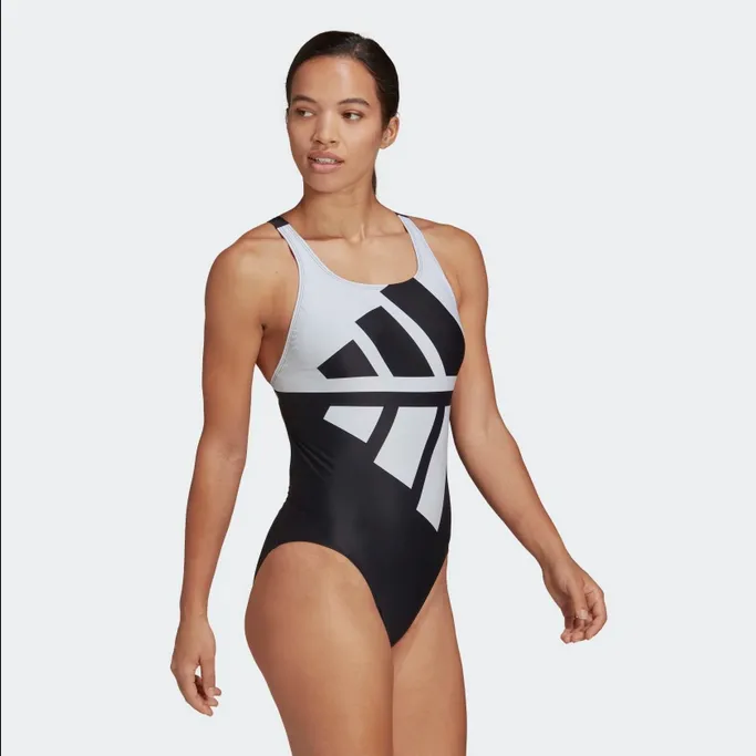 Adidas Logo Graphic women's one-piece swimming swimsuit HB1675 black white