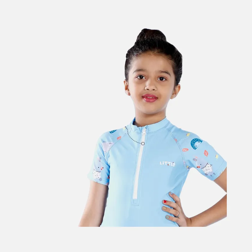 Airavat Ocen Diva Kids Girl Swimming Costume -Light Blue