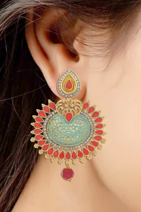 Alloy Chandbali Earring in Red