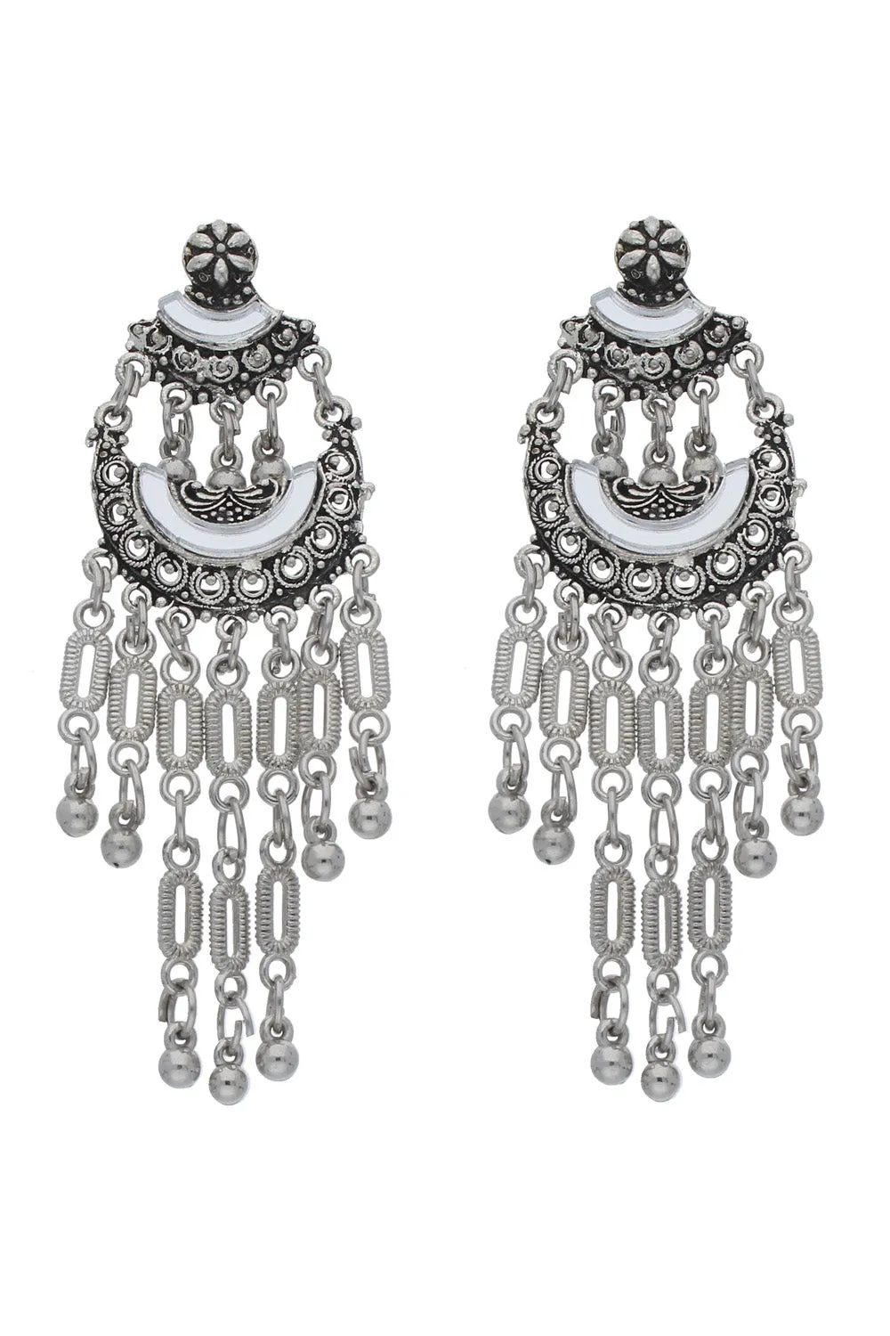 Alloy Chandbali Earring in Silver