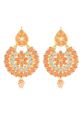 Alloy Chandbali Earrings in Pink