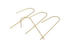 Alloy Earring Wires, 12 Alloy Brass Plated Earring Wires (60x0.75mm) D145