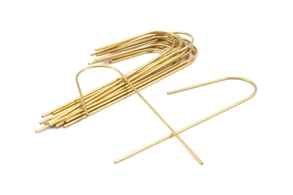 Alloy Earring Wires, 12 Alloy Brass Plated Earring Wires (60x0.75mm) D145