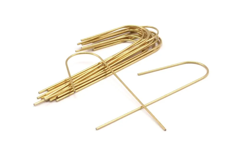 Alloy Earring Wires, 12 Alloy Brass Plated Earring Wires (60x0.75mm) D145