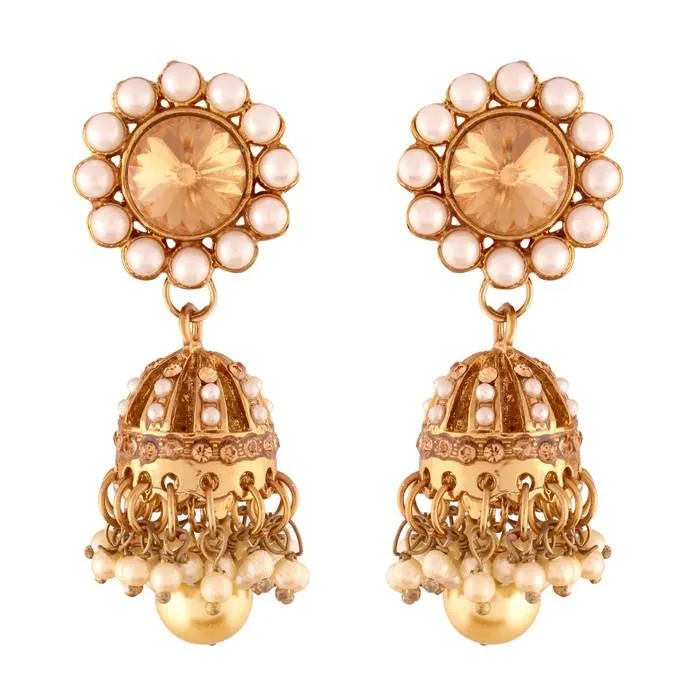 Alloy Jhumki Earrings in Gold