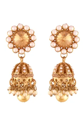 Alloy Jhumki Earrings in Gold