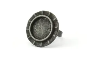 Alloy Ring Setting, 4 Oxidized Zinc Alloy Black Duke Ring Setting with Pad Size (16mm) H0626