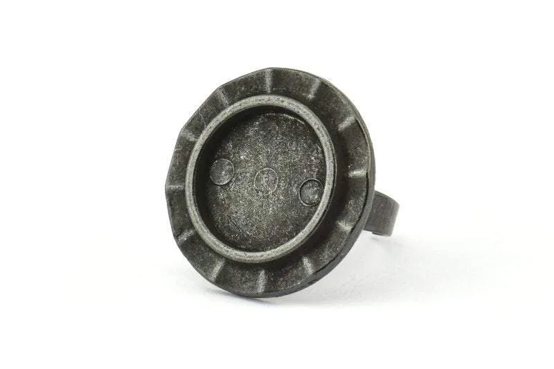 Alloy Ring Setting, 4 Oxidized Zinc Alloy Black Duke Ring Setting with Pad Size (16mm) H0626