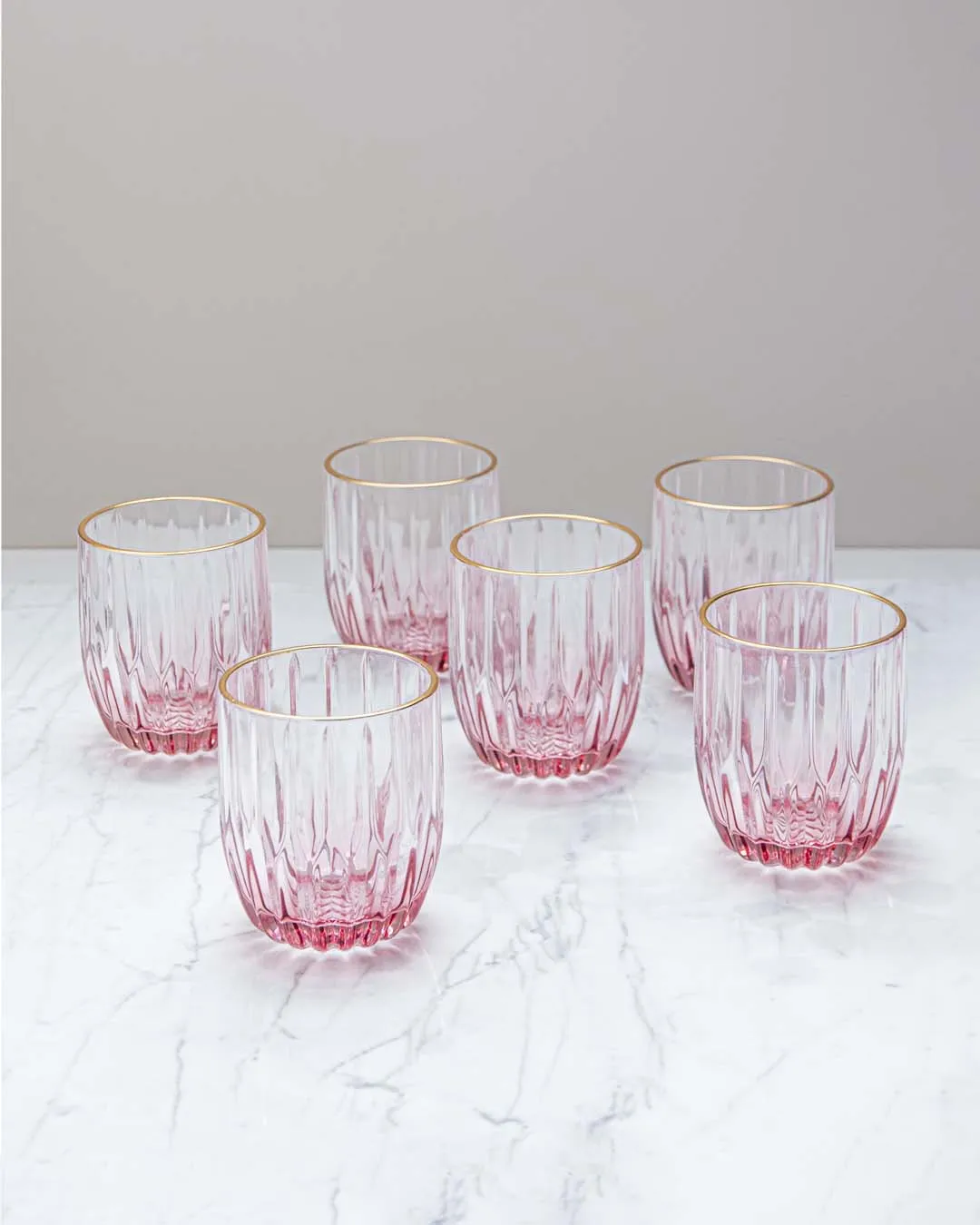 Archie Old Fashion Whiskey Glasses - Red - Set Of 6