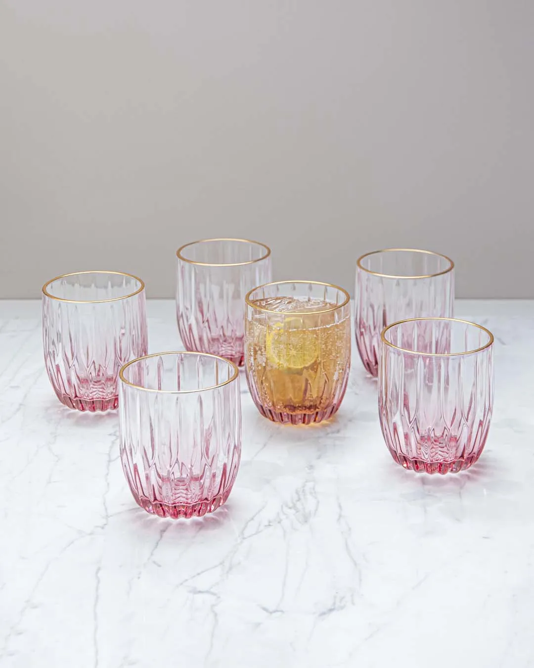 Archie Old Fashion Whiskey Glasses - Red - Set Of 6