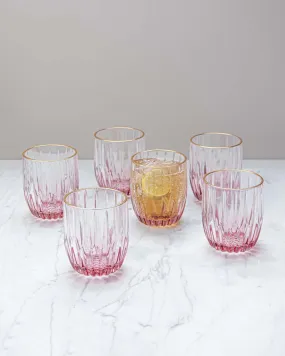 Archie Old Fashion Whiskey Glasses - Red - Set Of 6