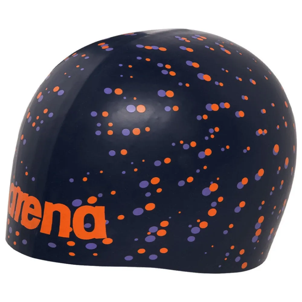 ARENA Adult Poolish Moulded Swimming Cap (Blue/Orange Dots)