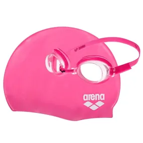 ARENA Junior's Swimming Pool Cap & Goggle Set (Fuchsia Clear/Fuchsia White)