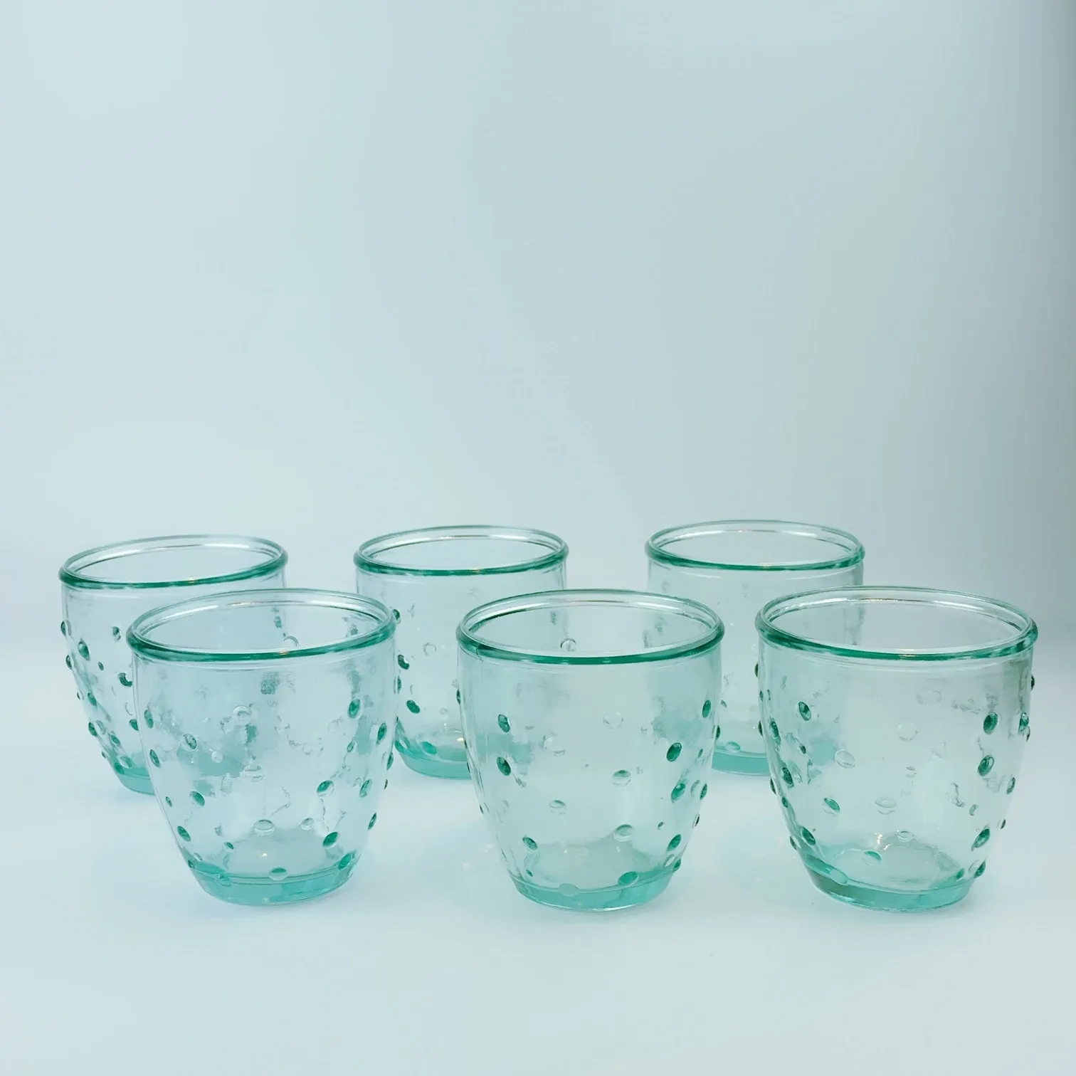 Authentic San Miguel Drinking Glasses 100% Recycled Glass - Set of 6 (14 oz) Dot Dot