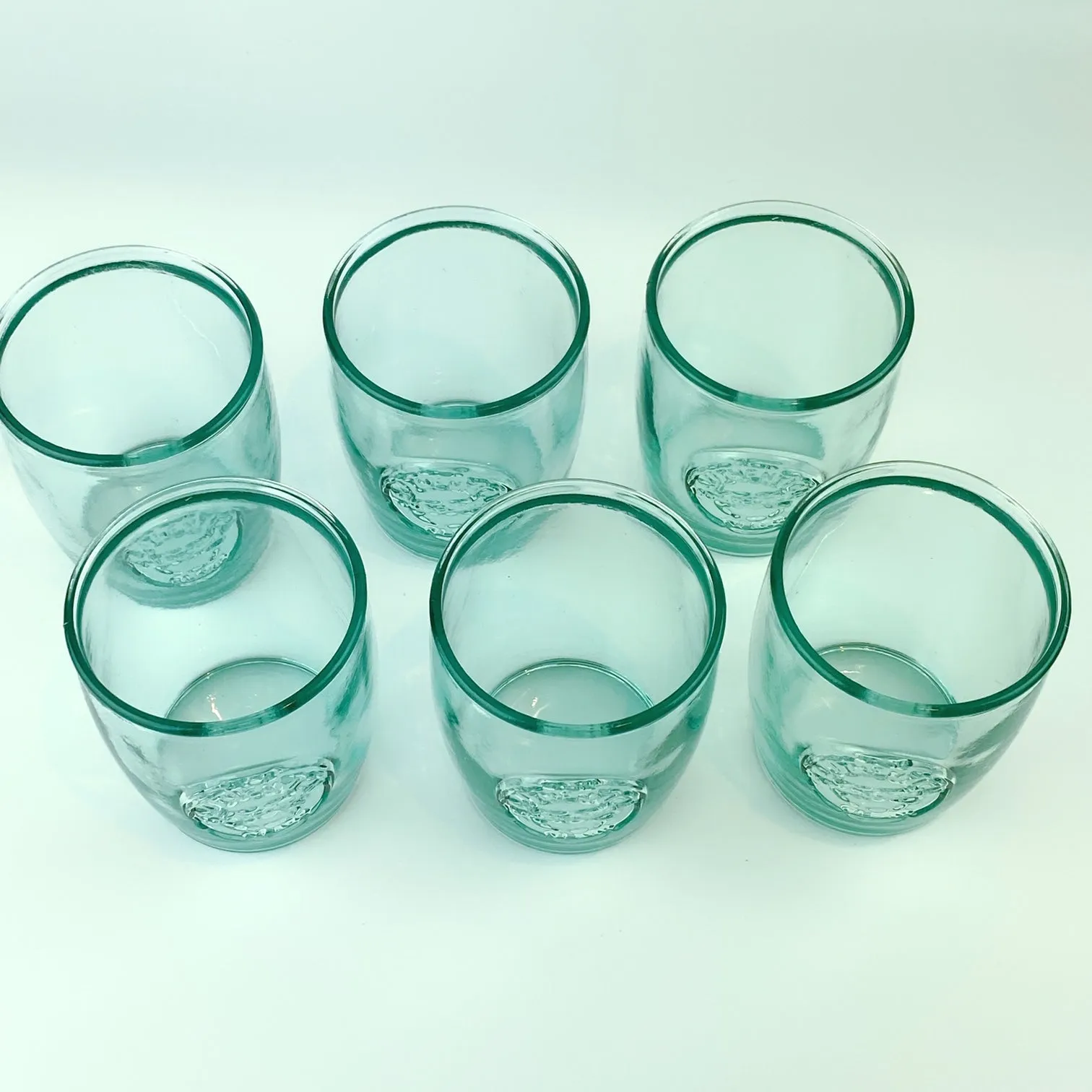 Authentic San Miguel Drinking Glasses 100% Recycled Glass Short Cups - Set of 6 (14 oz)