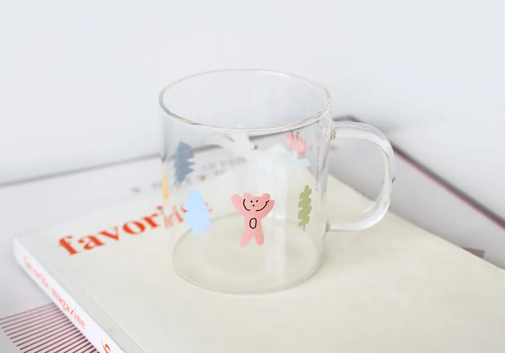 Bear Cats Clear Graphic Mugs Glasses Printed Vintage Retro Style Cups Gifts Kitchen Dinnerware Cold Hot Milk Coffee