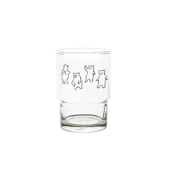 Bear Duck illustration Graphic Clear Glasses Cups Mugs Printed Vintage 245ml Gifts Kitchen Dinnerware Cold Hot Milk Coffee Microwave