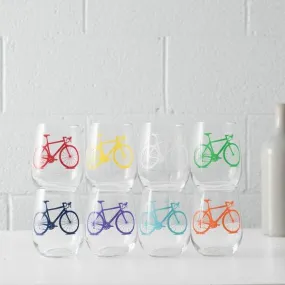 Bicycle Stemless Wine Glasses - Assorted Colors