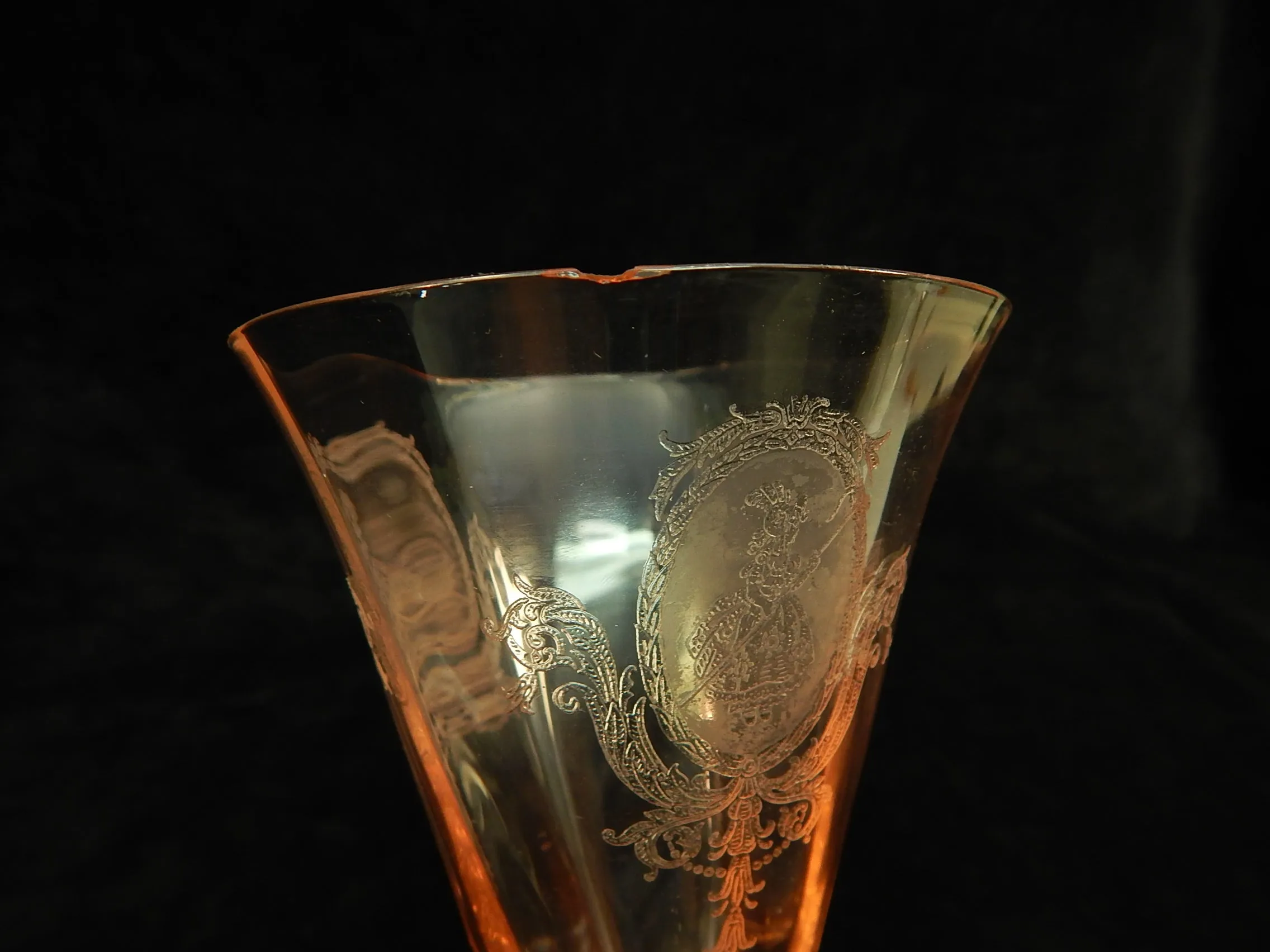 Bo Peep Pink Etched Depression Glasses - Set of 4