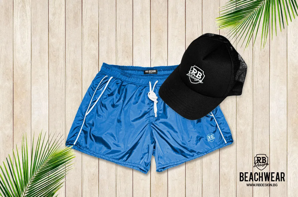 Bundle Mens Sky Blue Swimming Shorts   Black Hat BW01SBB