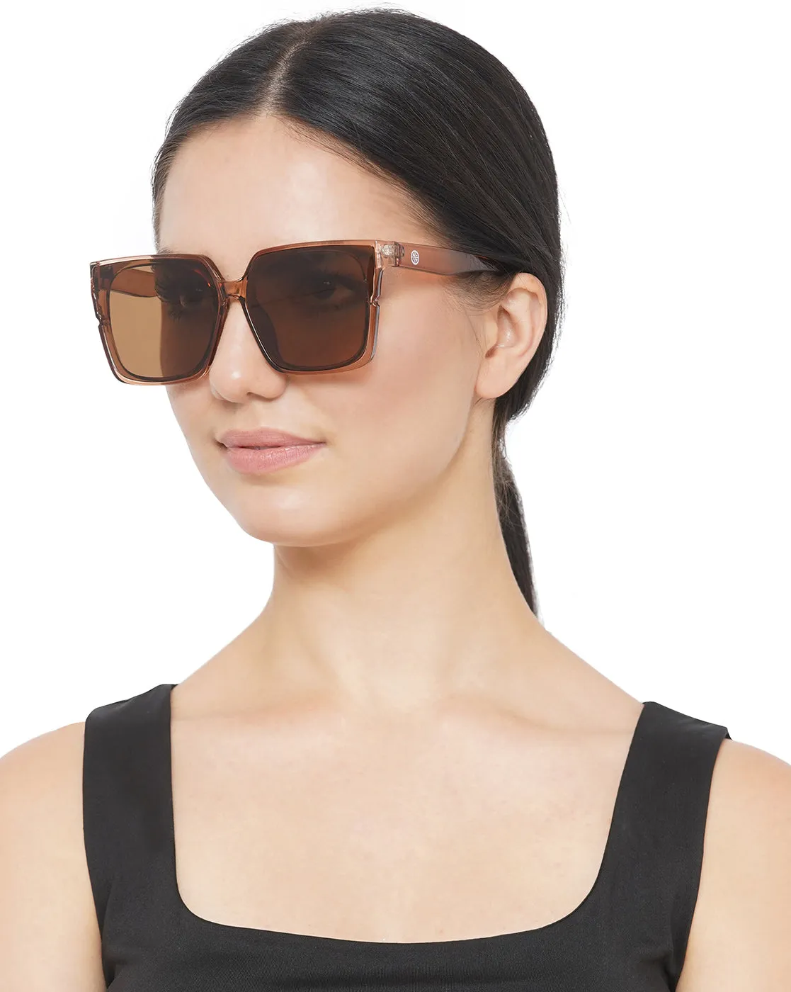 Carlton London Brown Lens & Brown Square Sunglasses With Uv Protected Lens For Women