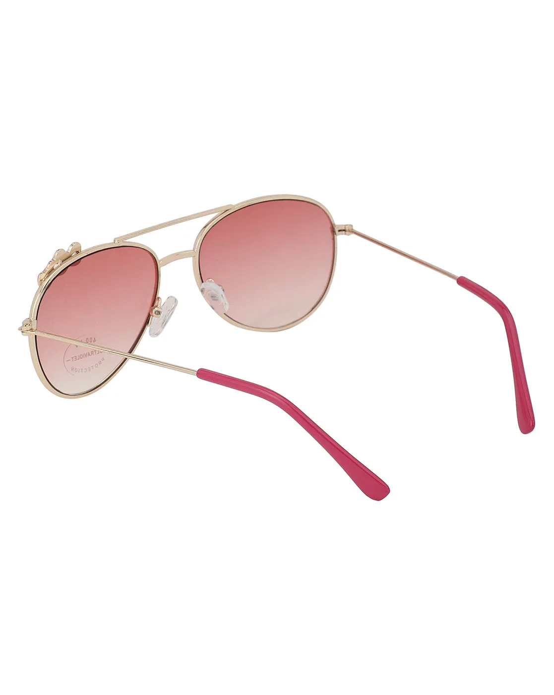 Carlton London Pink Lens & Gold-Toned Aviator Sunglasses Uv Protected Lens For Girl