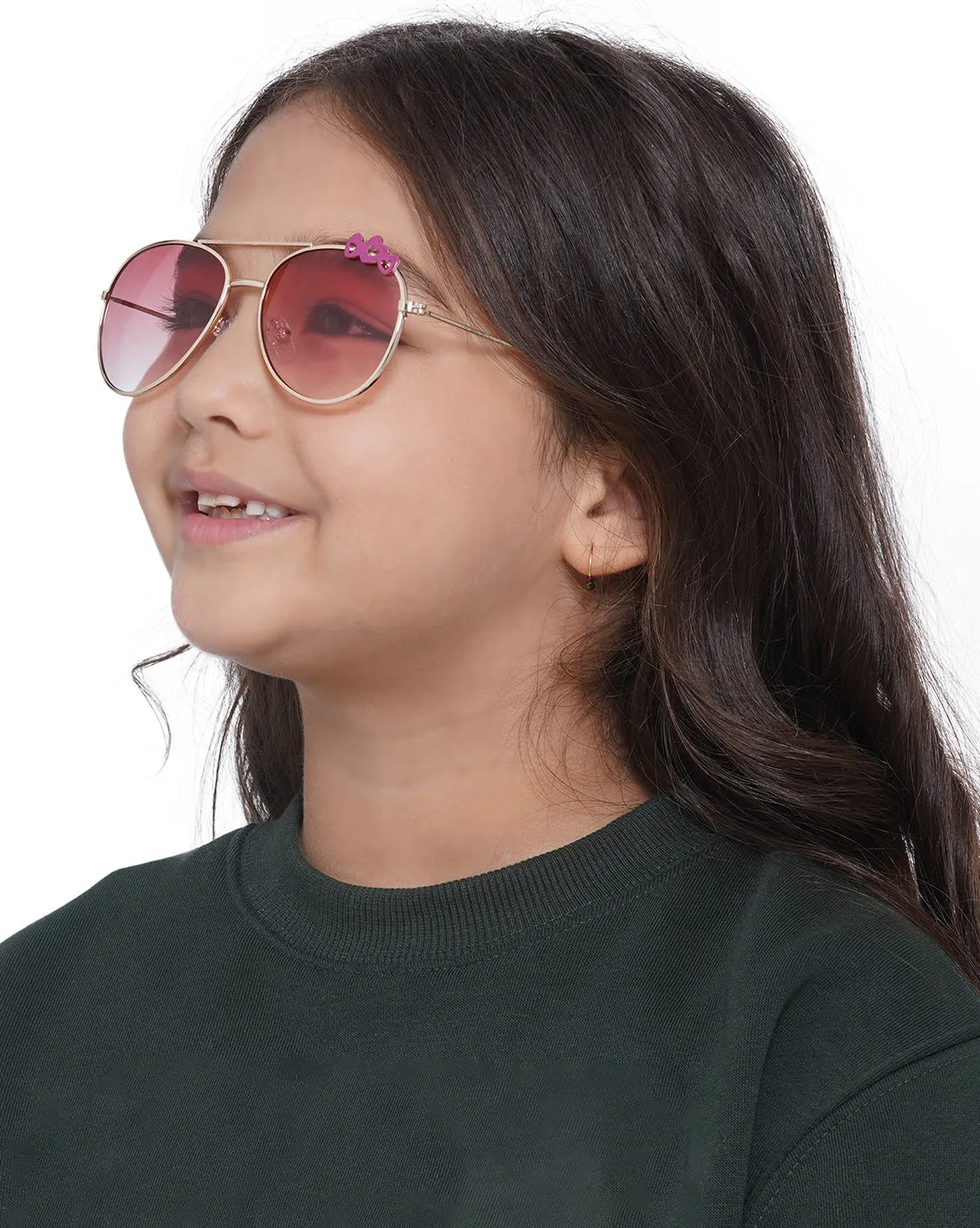 Carlton London Pink Lens & Gold-Toned Aviator Sunglasses Uv Protected Lens For Girl