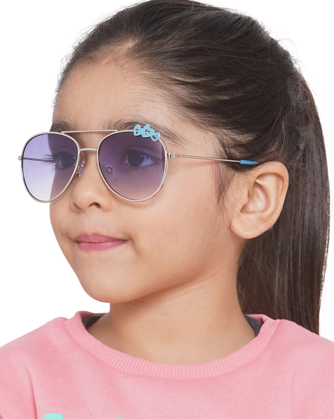 Carlton London Purple Lens & Silver-Toned Aviator Sunglasses With Uv Protected Lens For Girl