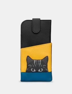 Cat Colour Block Leather Glasses Case