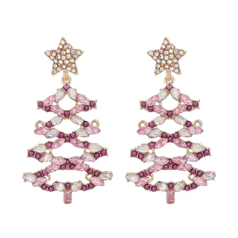 Christmas Tree Rhinestone Alloy Earrings