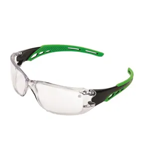 Cirrus Green Arms Safety Glasses Clear A/F Lens - 12 Pairs