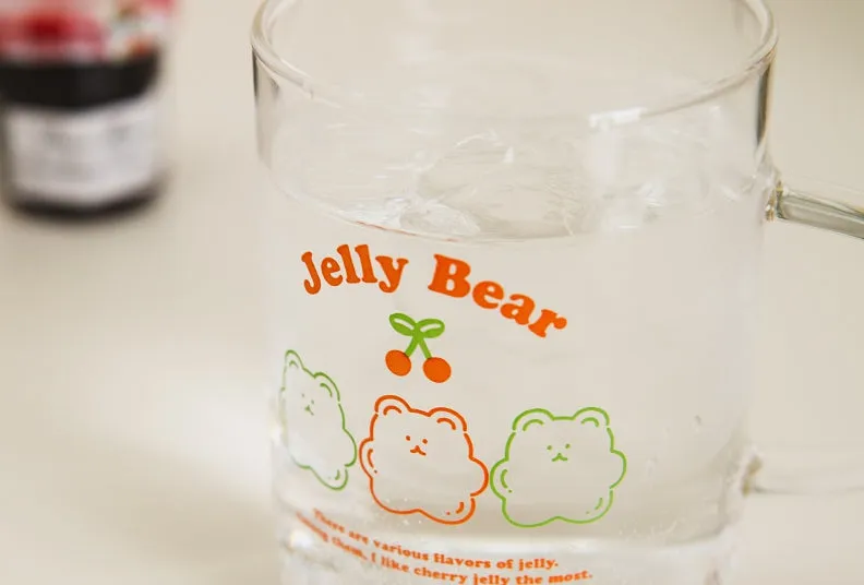 Cute Jelly Bear illlust Graphic Clear Mugs Glasses Printed Cups 300ml Gifts Kitchen Dinnerware Cold Hot Milk Coffee Yogurt