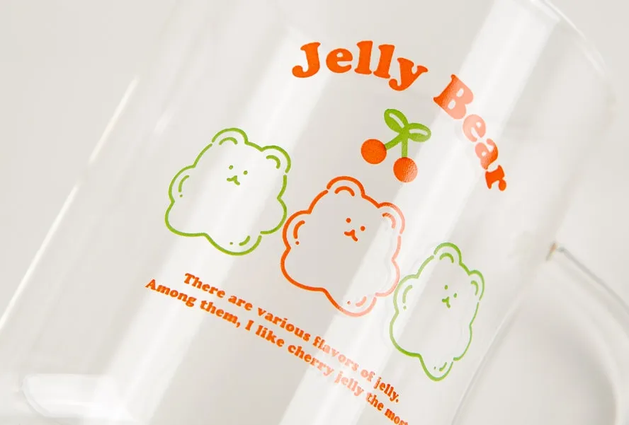 Cute Jelly Bear illlust Graphic Clear Mugs Glasses Printed Cups 300ml Gifts Kitchen Dinnerware Cold Hot Milk Coffee Yogurt