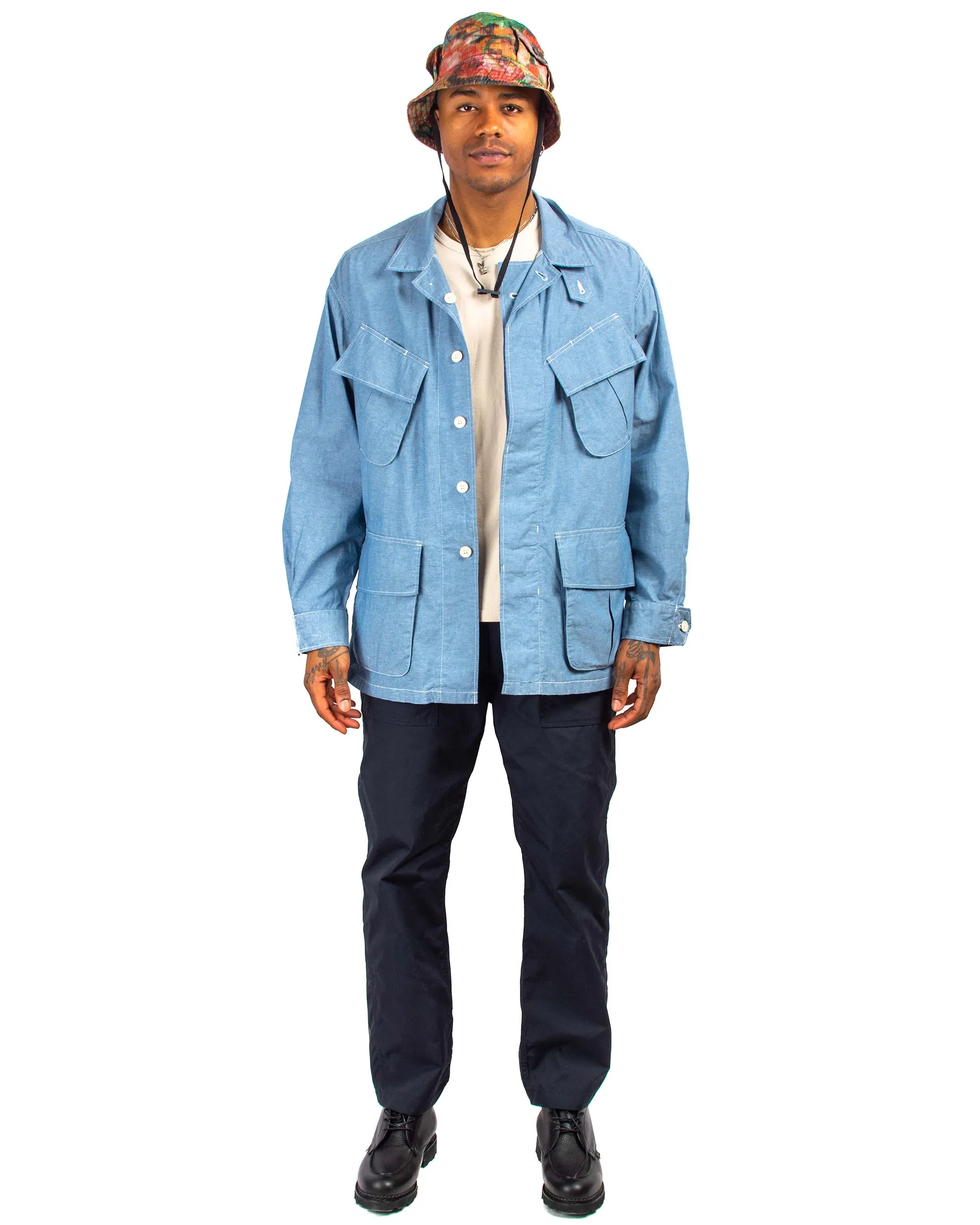 Engineered Garments Jungle Fatigue Jacket Light Blue Cotton Chambray