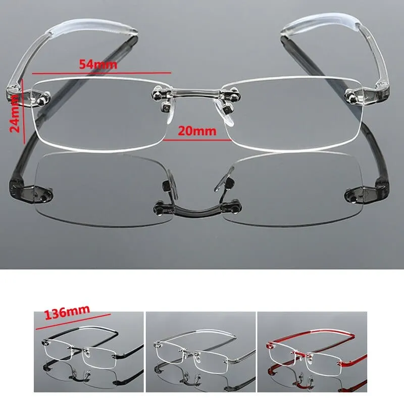 Frameless Blue Light Blocking Reading Glasses Men Women Fashion Rimless Hyperopia Eyeglasses Diopter  1.0  1.5  2.0  2.5  3.0