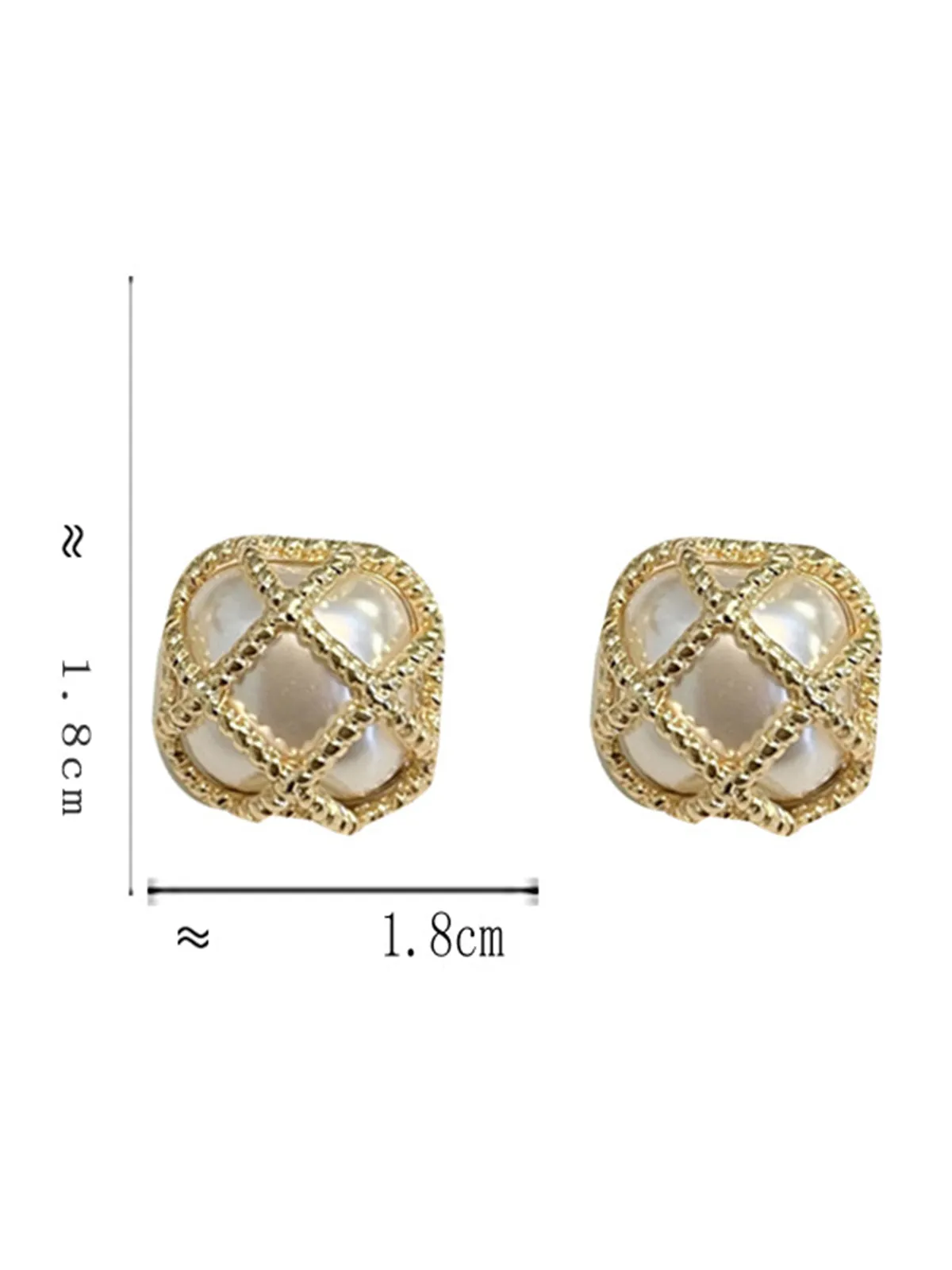 Gold Alloy Pearl Vintage Stud Earrings