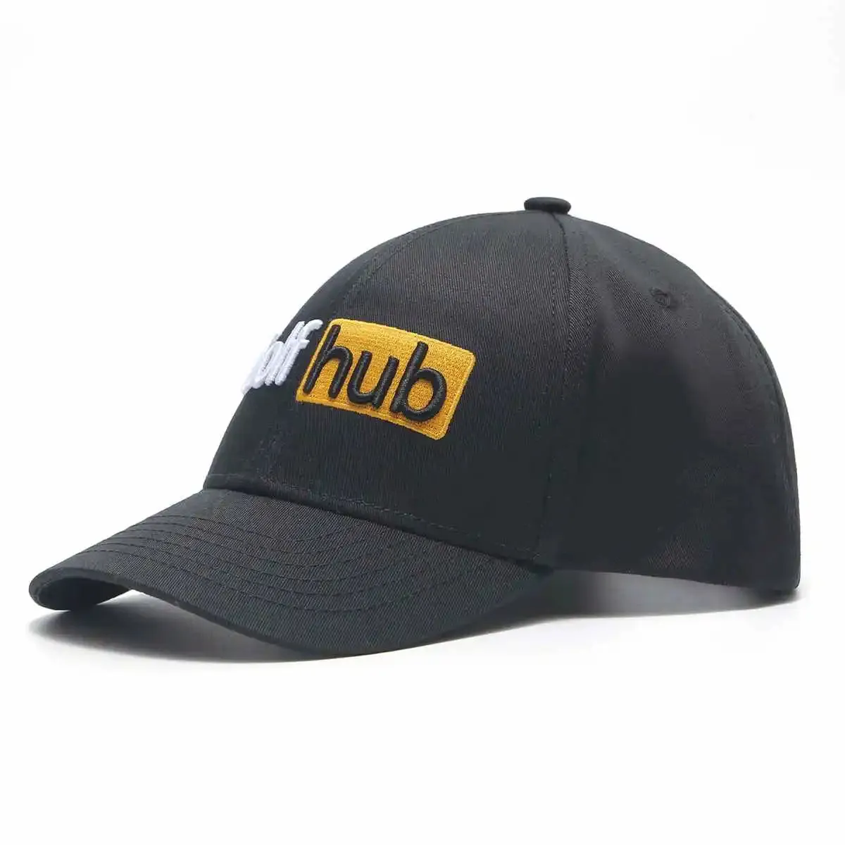 Golf Hub Black SnapBack Golf Hat - Curved Brim