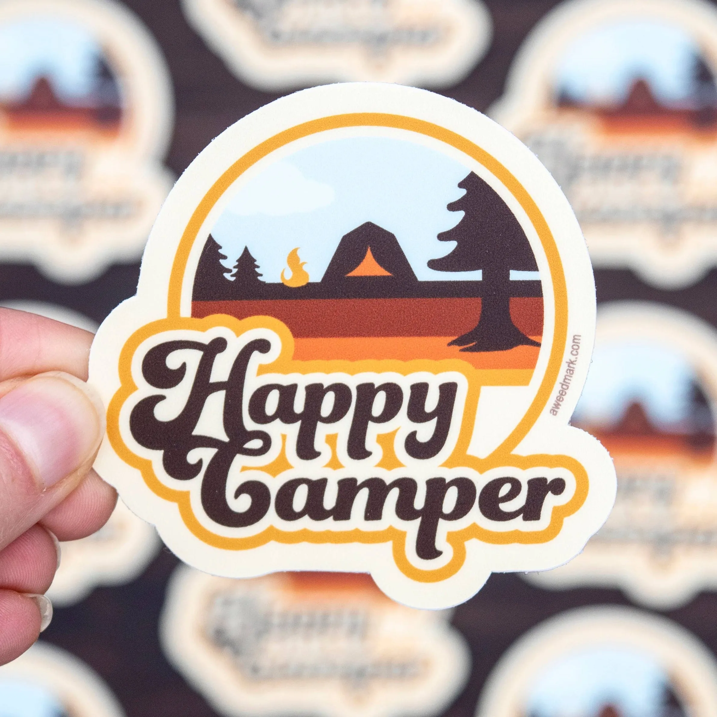 Happy Camper Retro Sticker