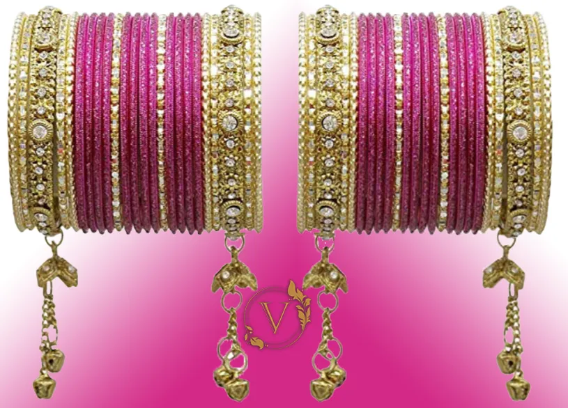 Hot Pink Alloy Bangles